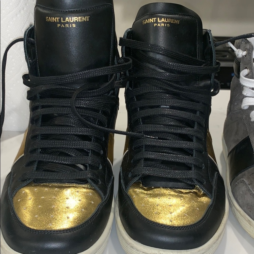 Saint Laurent
Men's Metallic High-Top Sneakers